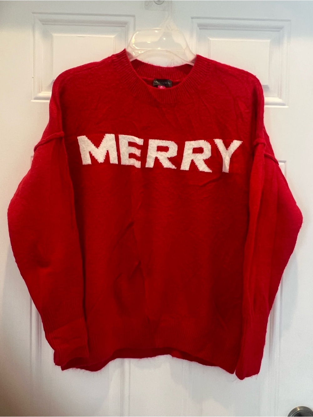 Vince Camuto Women’s XS Red Crewneck Sweater Oversized Relaxed Pullover #999